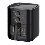 Black air fryer on a light gray background