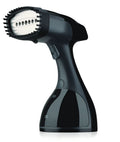Black handheld steamer on a white background