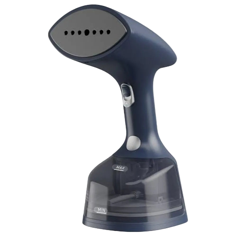 Handheld steam cleaner on a light gray background