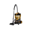 Gold and black vacuum cleaner on a light gray background